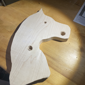 Binky's head, fresh from the (new for this project) scroll saw